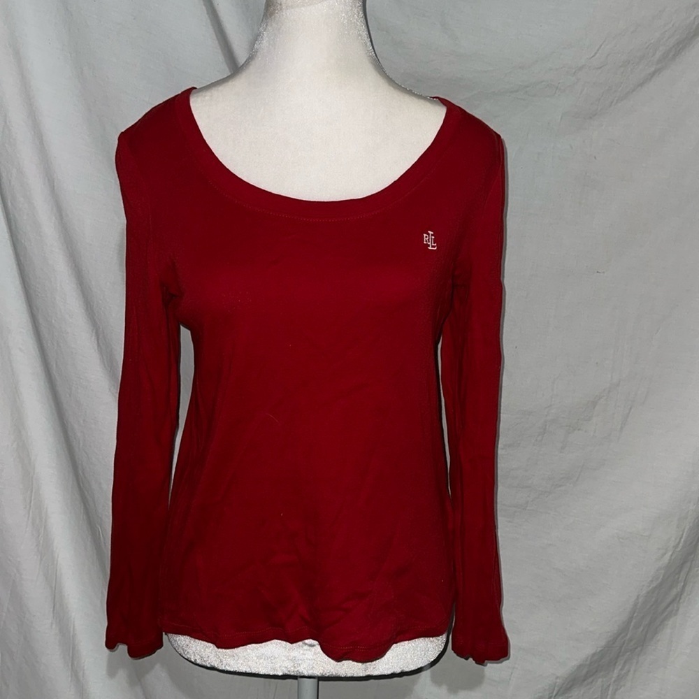 basic red Lauren Ralph Lauren long sleeve top size medium